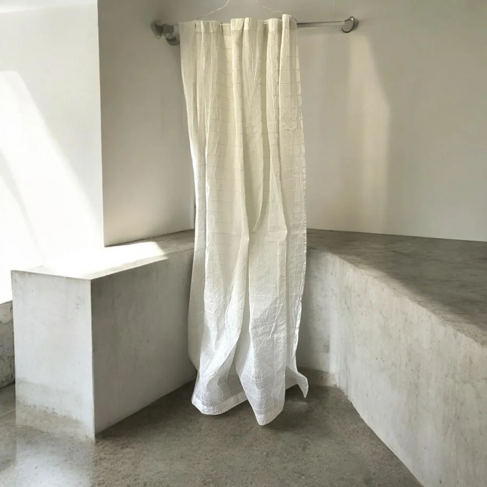 WEST ELM COTTON VOILE CRINKLE SHOWER CURTAIN 75x77